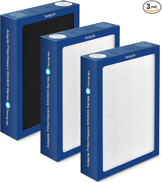[Upgraded] Uaswpart Classic 500/600 Series Dualprotection Filter Compatible with Blueair Classic 500/600 Series Air Purifier Models Classic 580i 680i 501 503 505 510 550E 555EB 601 605, 3 Packs