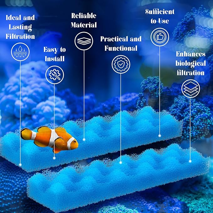 Maxcheck 20 Pcs Bio Sponge Foam Compatible with 406/407 Foam Filters Media Replacement Sponges for Aquarium Filters Fish Tank Accessories, Blue