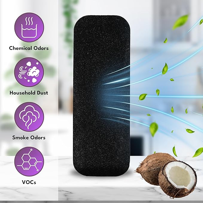 Filter Monster Coconut Carbon Ceiling Fan Filters - Easy-Stick Activated Carbon Blade Filters for Common Household Contaminants - 6 Pack