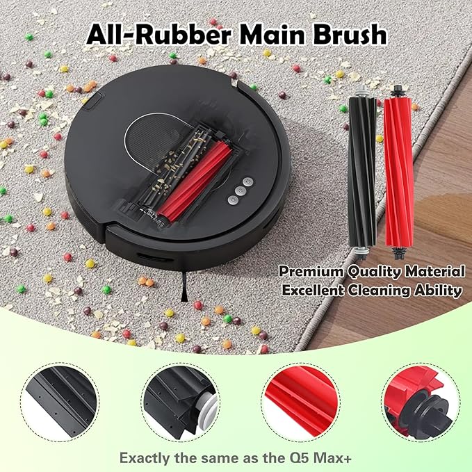 Q5 Max+ Accessories Replacement Parts Compatible with Roborock Q5 Max+, Q5 Pro+, Q8 Max+, Q5 DuoRoller+ Robot Vacuum Cleaners, Include Dual Roller Brush,4 Side Brush,2 Filters,6 Bags,2 Tools