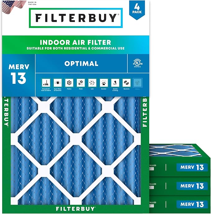 Filterbuy 24x30x2 Air Filter MERV 13 (MPR 1900) Health Defense Replacement (4-Pack), Electrostatic Pleated HVAC AC Furnace Filters, Made in USA (Actual Size: 23.50 x 29.50 x 1.75)