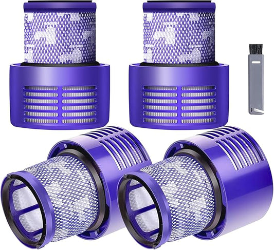 V10 Filter Replacement for Dyson V10 Cyclone Series, V10 Absolute, V10 Animal, V10 Total Clean, Replace Part No. 969082-01,4 Pack Filters and 1 Clean Brush