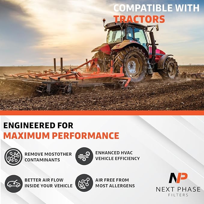 Cabin Filter - Pack of 1 - Compatible with Case Wheel & New Holland Tractors - Cabin Air Filter Replacement - Replaces O.E. 84577445, 84587832; Wix WP10372 - Climate Control System Accessories