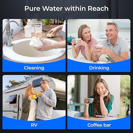 Waterdrop AP13 Under Sink Water Filter and Refrigerator Water Filter 2-in-1, Inline Water Filter System for Refrigerator and Undersink, No Drilling Required, Reduce PFOA/PFOS, NSF/ANSI 42 Certified