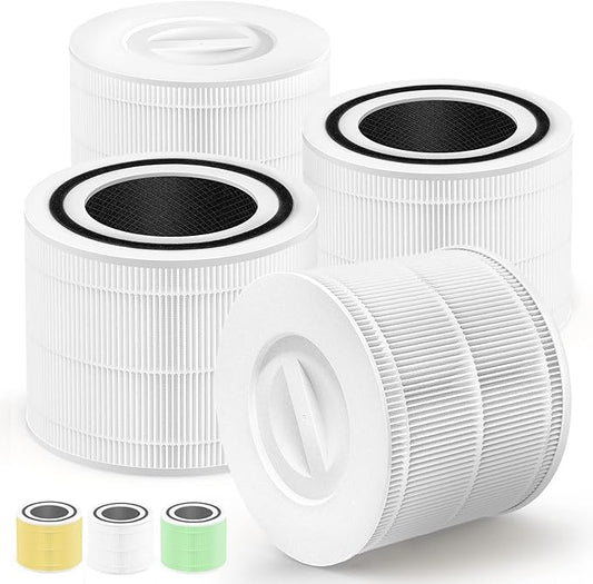 Air Filter Compatible with Levoit Core 300 & PuroAir 240 Air Purifier, 3-in-1 H13 True HEPA Core 300S P350 Core300-P Filters, Fit Part# Core 300-RF P350-RF, White 4-Pack