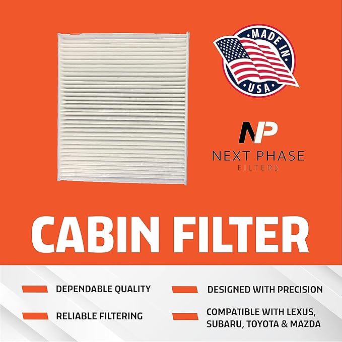 Cabin Air Filter Replacement - Pack of 1 - Made in USA - Compatible with Various Lexus, Subaru, Toyota & Mazda Models - Replaces O.E. 8713928020, 72880FL00A, TK4861J6X - for Carbon Upgrade use NP21471