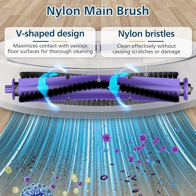 Replacement Parts Accessories Compatible with Narwal Freo Robot Vacuum 1 Roller Brush,4 HEPA Filters, 4 Mop Pads, 6 Side Brushes, 15 Pack