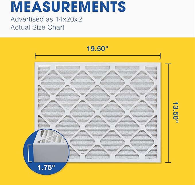 Aerostar 14x20x2 MERV 11 Pleated Air Filter, AC Furnace Air Filter, 4 Pack (Actual Size: 13 1/2" x 19 1/2" x 1 3/4")