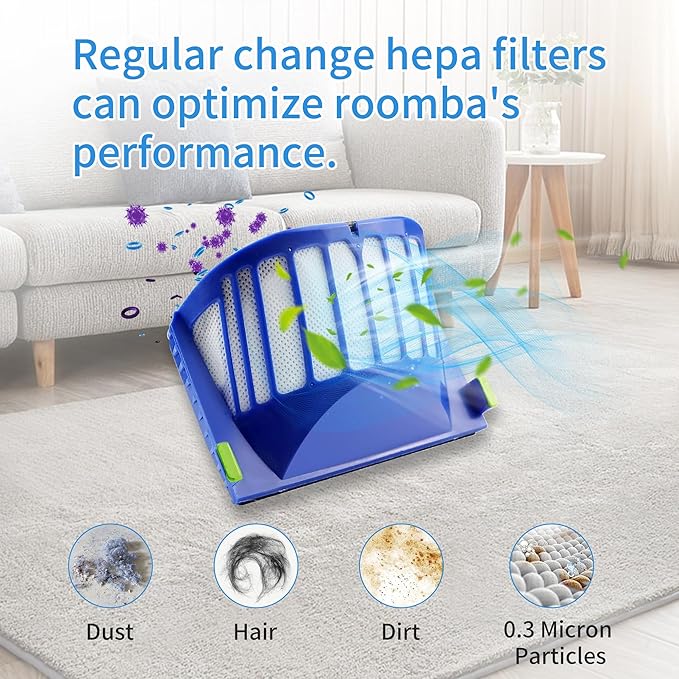 Replacement Parts Kit Bristle Flexible Beater Brush & Aero Vac Filter & Side Brush Compatible with iRobot Roomba 600 Series 595 610 614 618 620 630 640 650 660 680 685 690 692 694 695 Vacuum