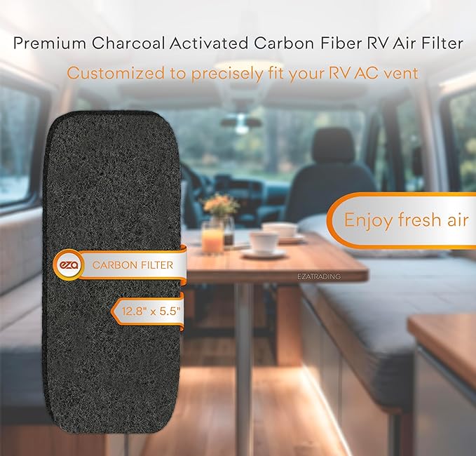 RV Premium Charcoal Activated Carbon Fiber Air Conditioner Filter - Air Duct AC Carbon Filter Replacement for RV AC Vent (4 Pack, 12.875” x 5.5”)