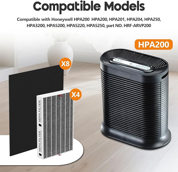 HPA200 Carbon Mixed Replacement Filter Compatible with HRF-ARVP200 Series Air Purifi-er HPA200, HPA201, HPA202, HPA204, HPA250, HPA5200, 4 R Filter and 4 Activated Carbon Pre-filter A, 4 Pack