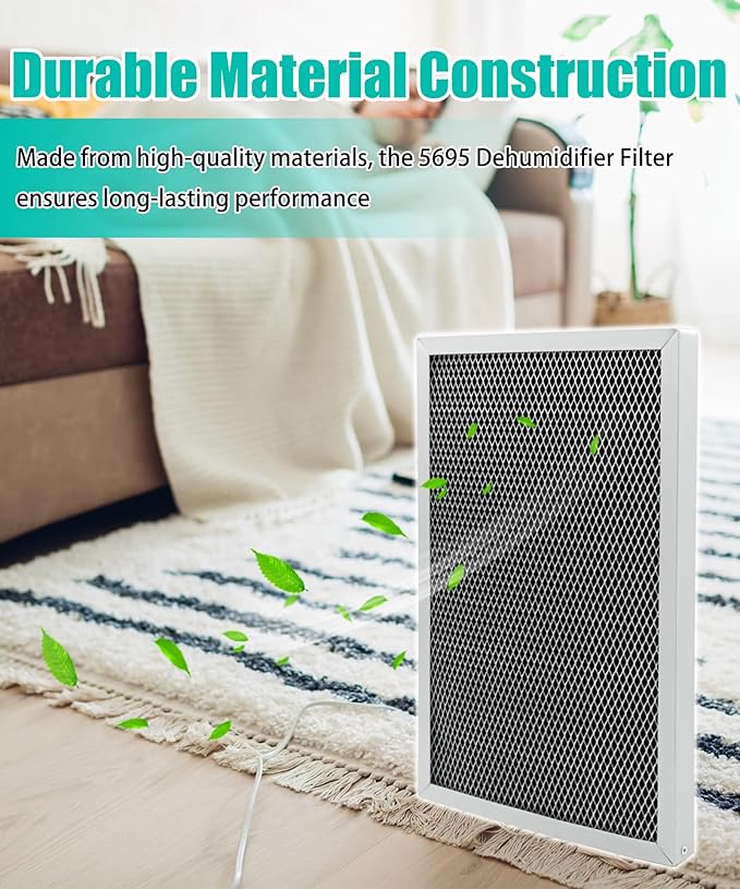 2 Packs Dehumidifier Replacement Filter MERV 8 Washable Compatible with AprilAire Whole-House Dehumidifiers 1820 1820Z E070 E070KZ E070KZM E070N E070T E070Z,Replace 5695