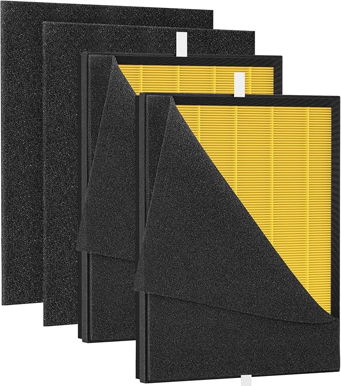 KJ190L Pet Care Washable Filter Compatible with MOOKA KJ190L Air Puri-fier, 3 Stage Filtration HEPA Filter for Pollen Smoke Pet Hair Dust, Special for Odor Dander, 2 Pack