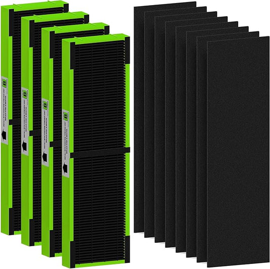 FLT4825VO HEPA Filter B Toxin Absorber Replacement Compatible with G-Guardian AC4825, AC4300, AC4900, AC4825DLX, AC4850 Air Purifier, 4 H13 True HEPA Filters + 8 Activated Carbon Pre-Filters, Green