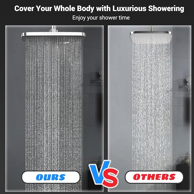 High Pressure Rain Shower Head with Handheld Spray Combo,10 Sprays Handheld Shower Head, Detachable Shower head Built-in Magnetic Docking and Power Jets (Chrome)