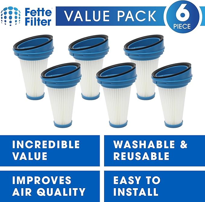 Fette Filter - 6-Pack Replacement Vacuum Dust Bin Filters for Black and Decker SVF11 Fits 2-in-1 Cordless Lithium Stick Vacuums HSV320J HSV420J HSV520J HSV320J32 HSV420J42 HSV520J01 SVA420B SVA520B