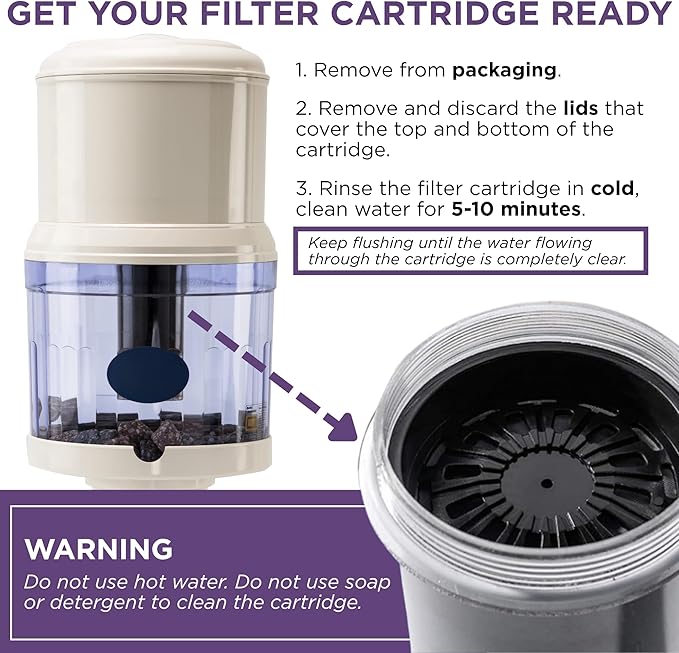 Gravity Water Filter Replacement Cartridge 1361 for Nikken PiMag Aqua Pour Water System,Alkaline Home Filtration System Parts & Accessories for Countertop Dispenser, Filtros de Agua para Tomar, 2 Pack