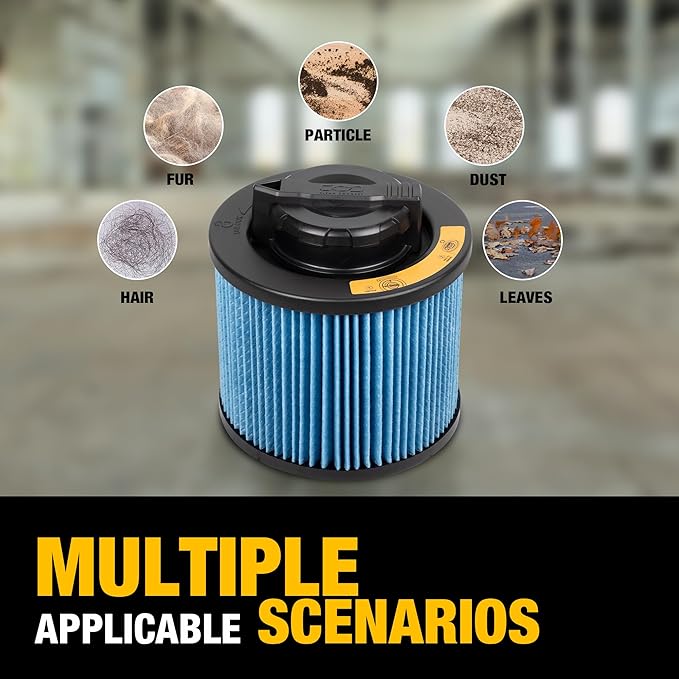 DEWALT Vacuum Filter Replacement DXVC4002, Fit for Most 4-5 Gallon Wet Dry Vacuum Cleaner, High Efficiency Cartridge Filter Compatible with DXV04T, DXV05P, DXV05S, DXV08S, DXV06G