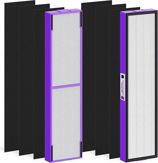 FLT5250PT Replacement Filter for AC5000 AC5000E AC5300B AC5350W AC5350B CDAP5500 BXAP250 AP2800CA Air Cleaner Purifier, 2 Premium Filters with 6 Carbon Pre-Filter, Purple Pet Care Version