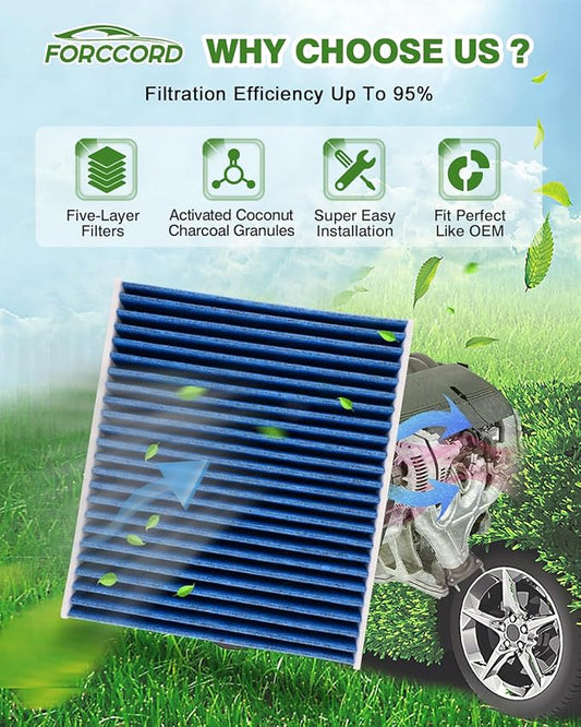 2-Pack Cabin Air Filter Fits for 2012-15 CAPTIVA SPORT, 2010-17 EQUINOX/TERRAIN, 2012-17 Azera, 2012-18 Santa Fe more+ Activated Carbon Cabin Filter Replacement CF11819 CP819 Car Accessories