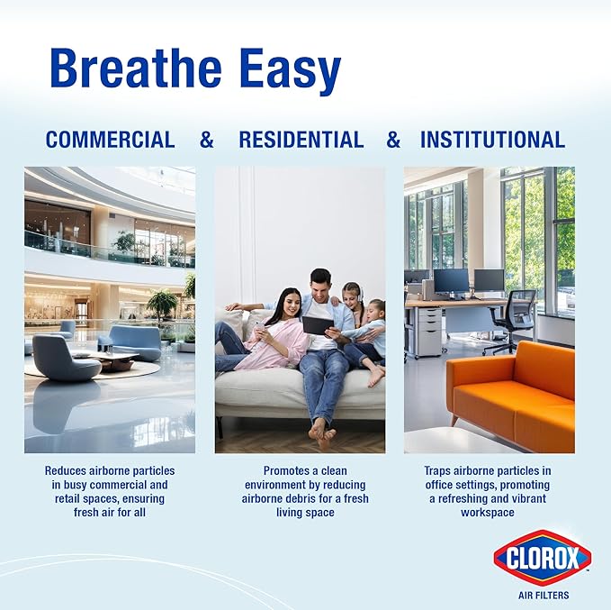 Clorox Air Filters 14x14x1 Furnace Filter, MERV 13 Pleated HVAC AC Furnace Air Filters, MPR 1500 & FPR 10 – Pack of 4