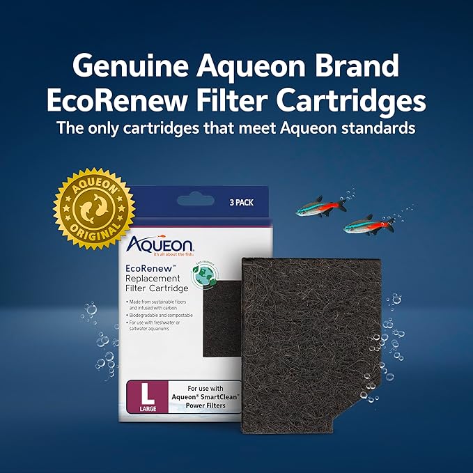 Aqueon Genuine EcoRenew Filter Cartridges, for Freshwater and Saltwater Aquariums, Large, 3-Pack