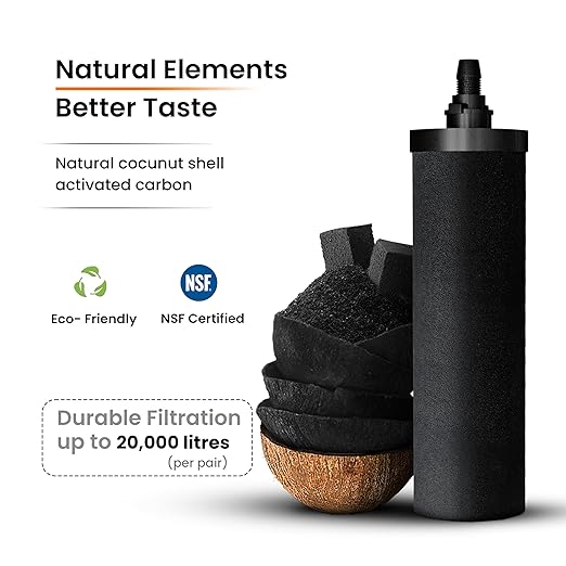 3.25 Gallon Water Filter AISI 304 Stainless Steel Gravity Fed Water Filter System, NSF Certified 2 Smart Carbon Filter Elements, Free Stainless Steel Stand & Water Spigot