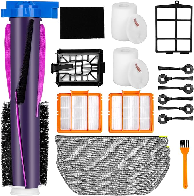 Accessories Kit Replacement Part for Shark Power Detect/Detect Pro AV2800ZE AV2810YS AV/RV2820ZE/YE Robot Vacuum,Main Brush,Primary Filters,Foam Filters,Pre/(Post)-Motor Filters,Side Brush (18 Pack)