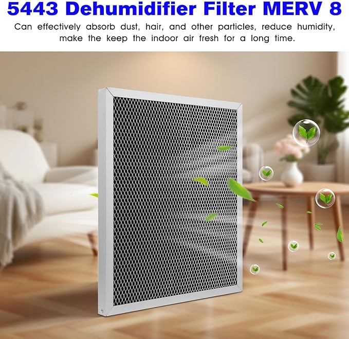 5443 Dehumidifier Filter Replacement MERV 8 Washable Whole House Filter 10" x12" x1" Fit for Aprilaire 1830 1850 1852 Ventilation 8191 8192 - (1 Pcs)