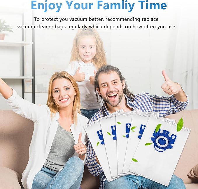 Improvedhand 12 Packs 3D Airclean Bags Replacement for Miele GN Vacuum Cleaner Bags Fit for Miele Classic C1 Complete C1 C2 C3 S2 S5 S8 S400 Series with 3 Motor Protection Filters, 3 AirClean Filters