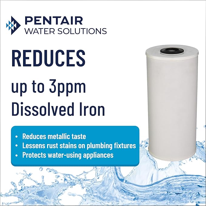 Pentair Pentek RFFE10-BB Big Blue Water Filter, 10-Inch, Whole House Radial Flow Iron Reduction Replacement Cartridge, 10" x 4.5"