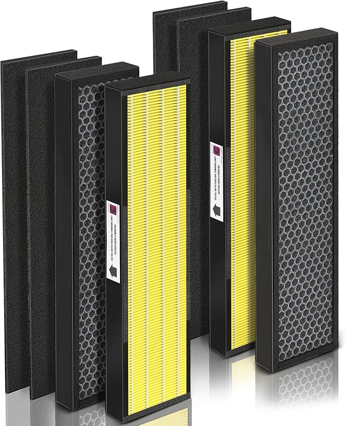 [Pet Care] Uaswpart FLT5000 Filter C Replacement Compatible with Germ-Guardian Filter Replace AC5000E AC5250PT AC5300B AC5350B AC5350W CDAP5500BCA and More, 4x H13 HEPA with Carbon+4x Pre-Filters