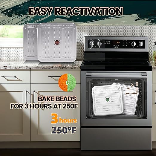 200 Gram Gun Safe Dehumidifier, Reusable Silica Gel Dehumidifier, Indicating Silica Gel Desiccant Canister (Orange to Green)