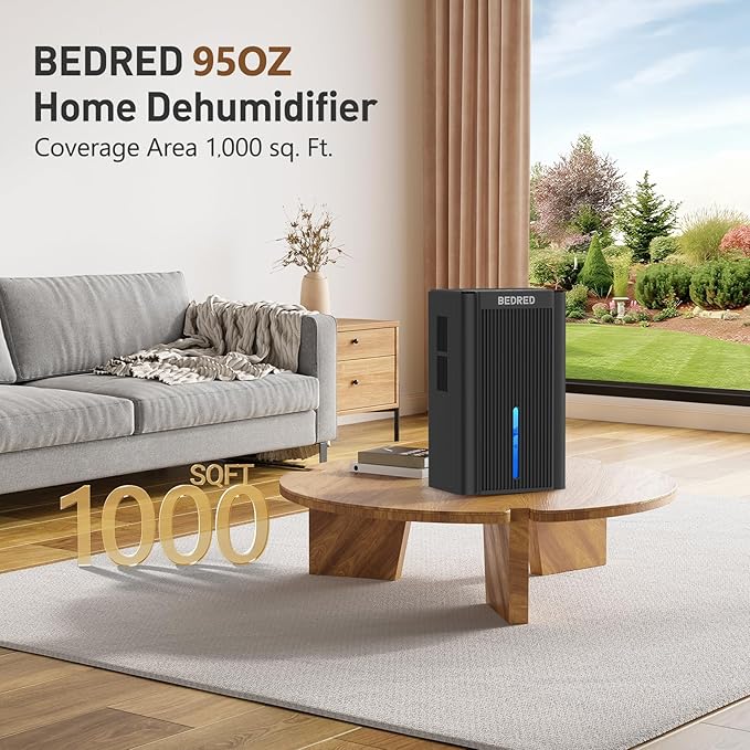 Dehumidifier,95OZ Dehumidifier for Home 1000 Sq.Ft - Quiet with Auto Shut Off & Relaxing 7 Color Ambient Light,Ideal for Livingroom, Bedroom, Basement(Black)