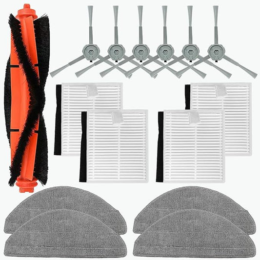 Replacement Parts Accessories Kit Compatible with Honiture V8 Pro Robot Vacuum Cleaner 1 Main Brush, 6 Side Brushes, 4 Hepa Filters, 4 Mop Pad