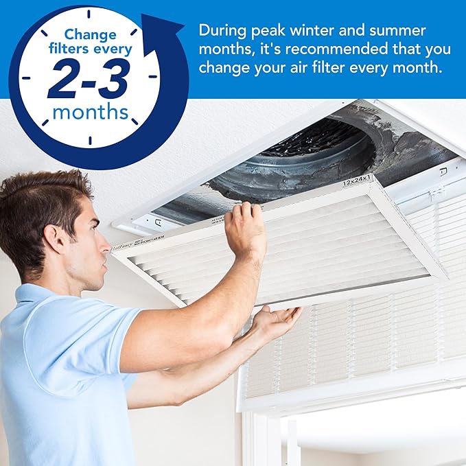 LotFancy 12x24x1 Air Filter MERV 13 Pet Smoke Smog Allergens Defense (4-Pack) Pleated HVAC Furnace Air Filters, Replacement for Home AC & Heating Systems, Actual Size: 11.75" x 23.75" x 0.75"