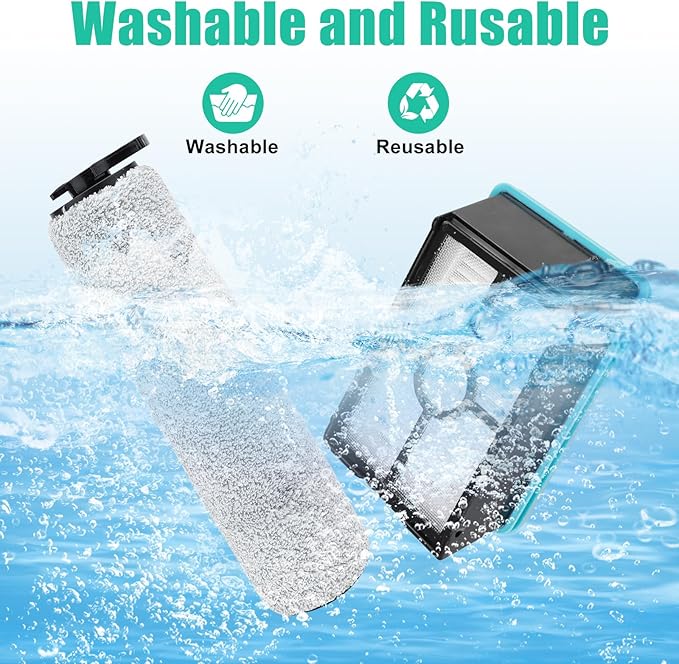 3881 Replacement Roller Brush Filter for Bissell Crosswave HF2/3845N/3831 Floor Scrubber Vacuum, for Bissell Crosswave Replacement Parts, 2 Roller Brush Replacement 2 HEPA Filter