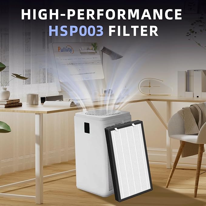 HSP003 True HEPA Filter Replacements for Air Purifier Filters HSP003,3 in 1 H13 True HEPA Filter with Activated Carbon Pre-Filter,2 Pack