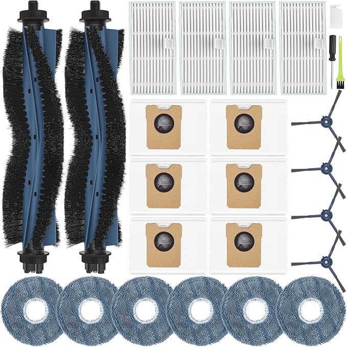 25PCS Replacement Parts for eufy Omni C20 Vacuum Cleaner Includes Main Brush, Mop Pads, HEPA Filters, Dust Bags, Side Brushes High-Performance Compatible with eufy Robot Vacuum Cleaner