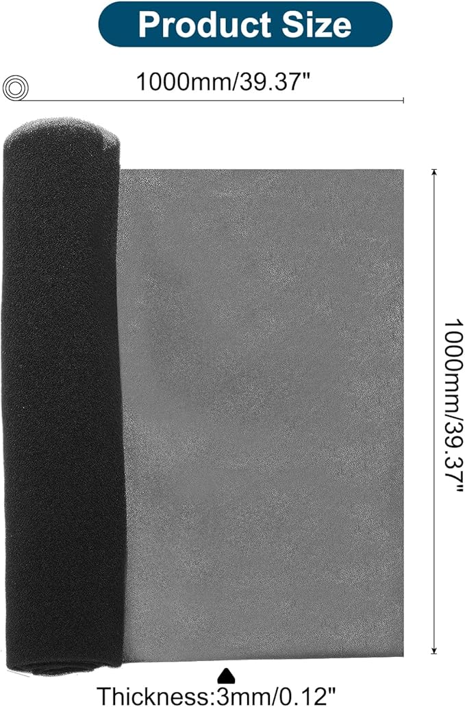 PATIKIL 39" x 39" x 0.1" Air Conditioner Filter Replacement, Washable Reusable Cut to Fit Foam Filter Air Filter for RV AC Vent Window Purifiers Computer, 60PPI