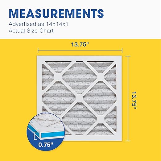 Aerostar 14x14x1 MERV 13 - 6 Count - Pleated HVAC, Furnace & Air Conditioner Filters - Removes Bacteria, Dust, Cold & Flu Germs, Lint, Mold, Pet Dander, Allergy-Causing Pollen, Smog, Smoke & Viruses