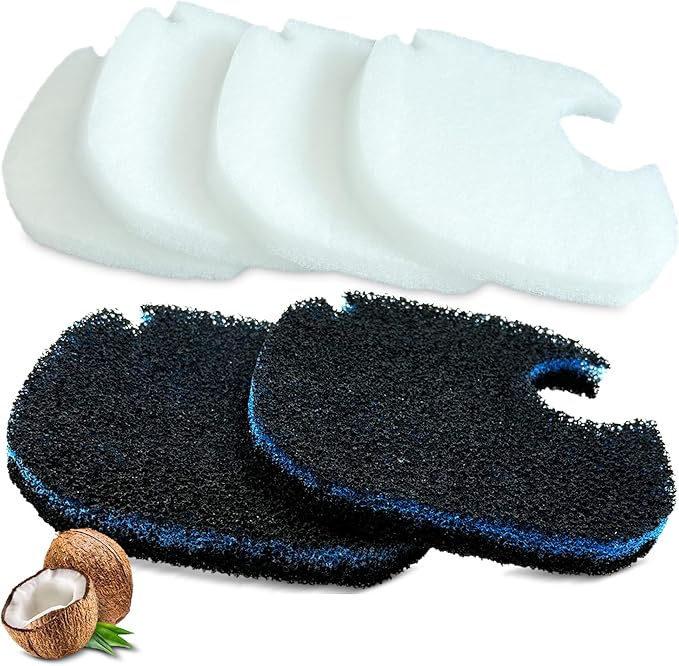 6 Pack Replacement Cotton White Floss and Activated Carbon Sponge Bio Filter Pads Refill for AMOSIJOY Aquarium Canister Filter, Compatible with PONDFORSE Canister Filter (Small for 172/225/265GPH)