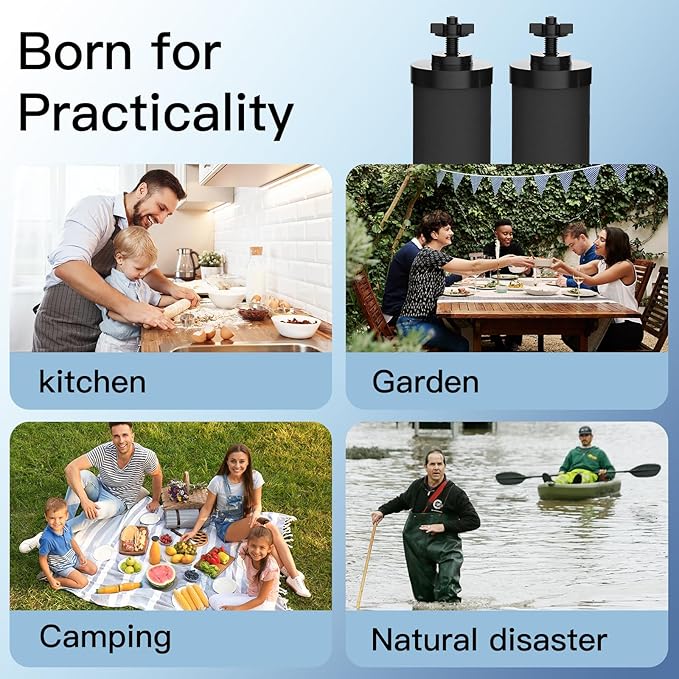 2-9BB Water Filters, Black 2-9BB Purification Elements Certified by NSF/ANSI 42, for Berkey 2-9BB Black Filters Replacement Compatible with Berkey Gravity Filtration System (Pack of 4), Large