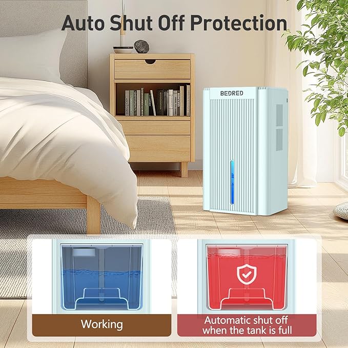 Dehumidifier,95OZ Dehumidifier for Home 1000 Sq.Ft - Quiet with Auto Shut Off & Relaxing 7 Color Ambient Light,Ideal for Livingroom, Bedroom, Basement(Pale Turquoise)