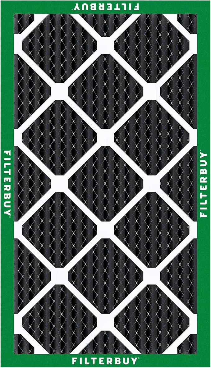Filterbuy 15x25x1 Air Filter MERV 8 (MPR 700) Odor Eliminator Replacement (4-Pack), Electrostatic Pleated HVAC AC Furnace Filters w/Activated Carbon, Made in USA (Actual Size: 14.50 x 24.50 x 0.75)