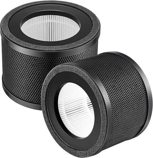 2 Pack HEPA Replacement Filter, Compatible with TaoTronics TT-AP001 and VAVA VA-EE014, 3-in-1 HEPA and Activated Carbon Filter