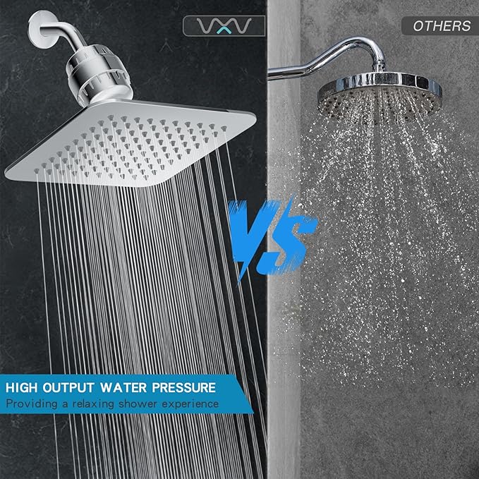 10'' High Pressure Filtered Shower Head Combo 20 Stage Shower Filter for Hard Water, Removes Chlorine & Harmful Substances (Chrome Polished)