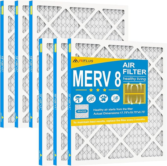 18x20x1 Air Filter,MERV 8,Furnace Air Filter for HVAC,Dust Defense-6packs by MIFLUS