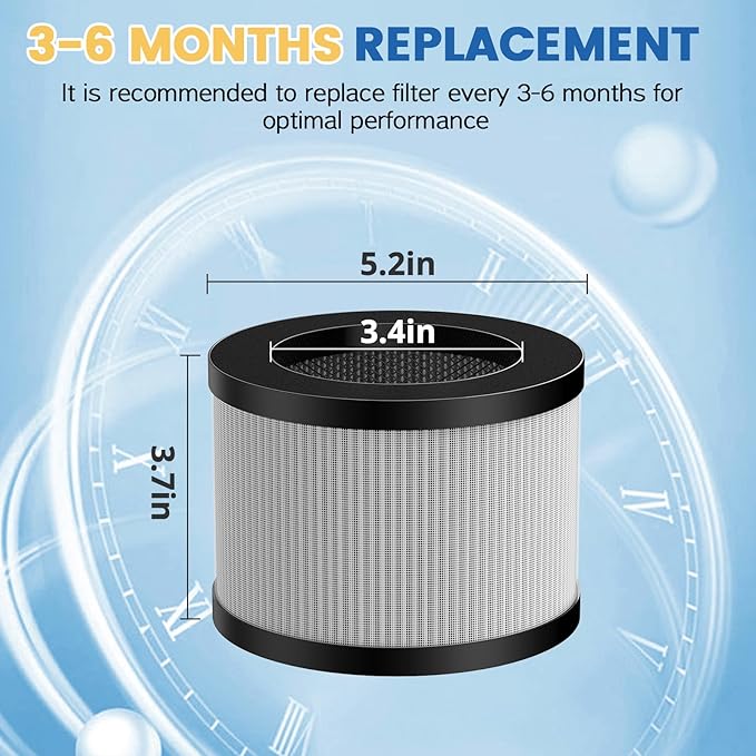MK-06 TZ-K1 DH-JH01 HEPA Replacement Filter Compatible with Tolife TZ-K1, Compatible with FreAire KN6391, Kloudi DH-JH01, MJ012H and MJ001H Air Purifier (2 Pack Grey-Smoke Version)