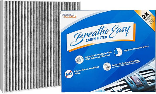 Spearhead Odor Defense Breathe Easy Cabin Filter, Fits GV60, Elantra/N, Ioniq 5, Santa Cruz, Santa Fe, Sonata, Tucson, EV6, K5, Niro, Sorento, Sportage, 25% Longer Lasting w/Activated Carbon (BE-820)